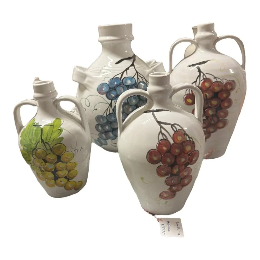 VNTG Eboli & Tombolo Italian Ceramic Vase Hand-Painted  Double Handled 8.5 “ Tal